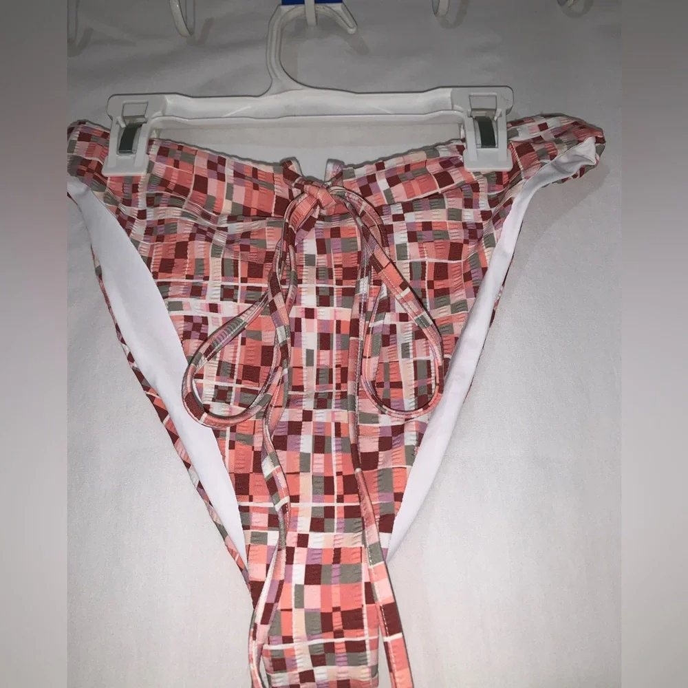 NWT L*Space Joy Bitsy Bikini Swim Bottoms Wrap Around Block Party Large